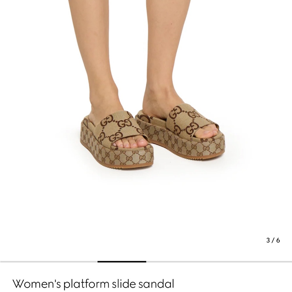 Gucci Brown Sandals with GG Monogram Pattern size 38.5